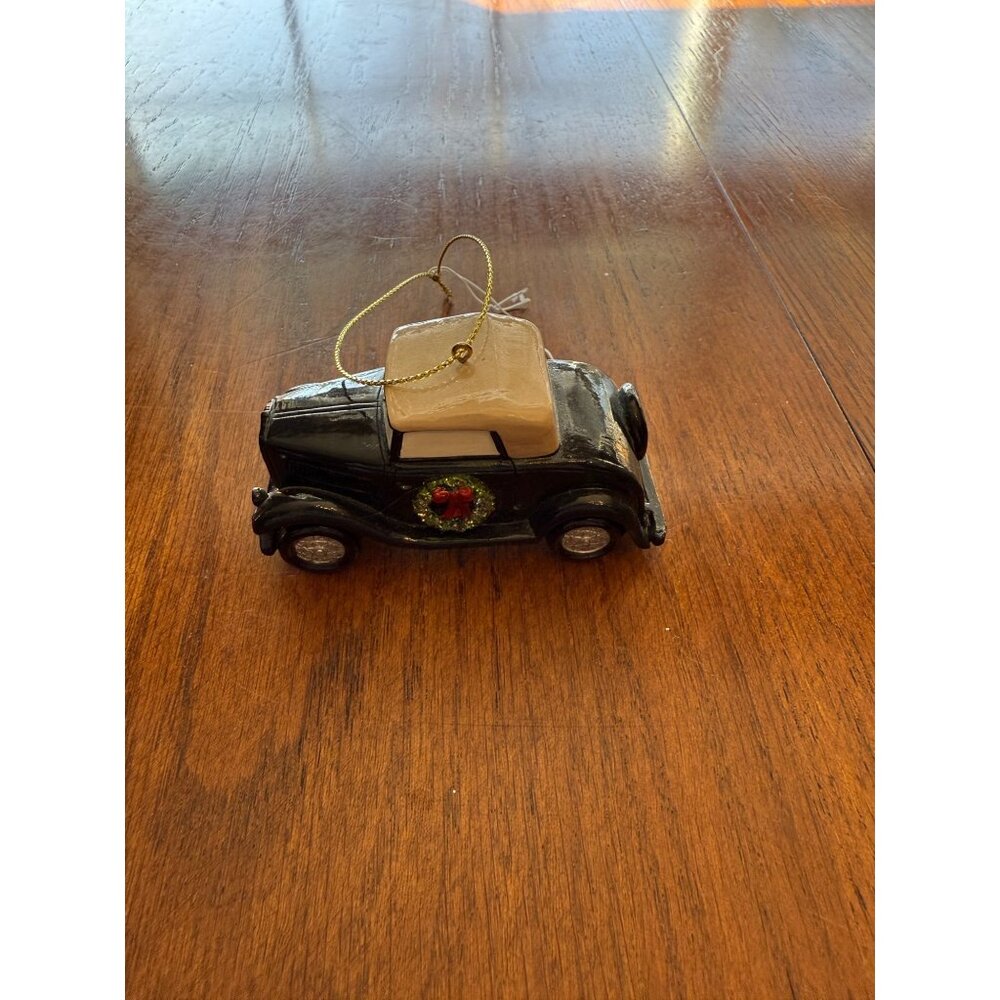 Ford Christmas Ornament Green Old Ford Car Metal with Tan Top